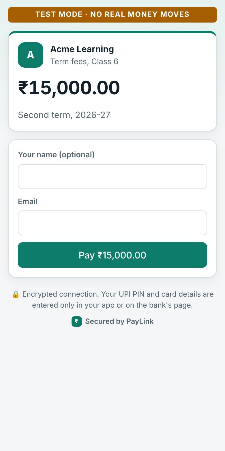 A payment link on a phone